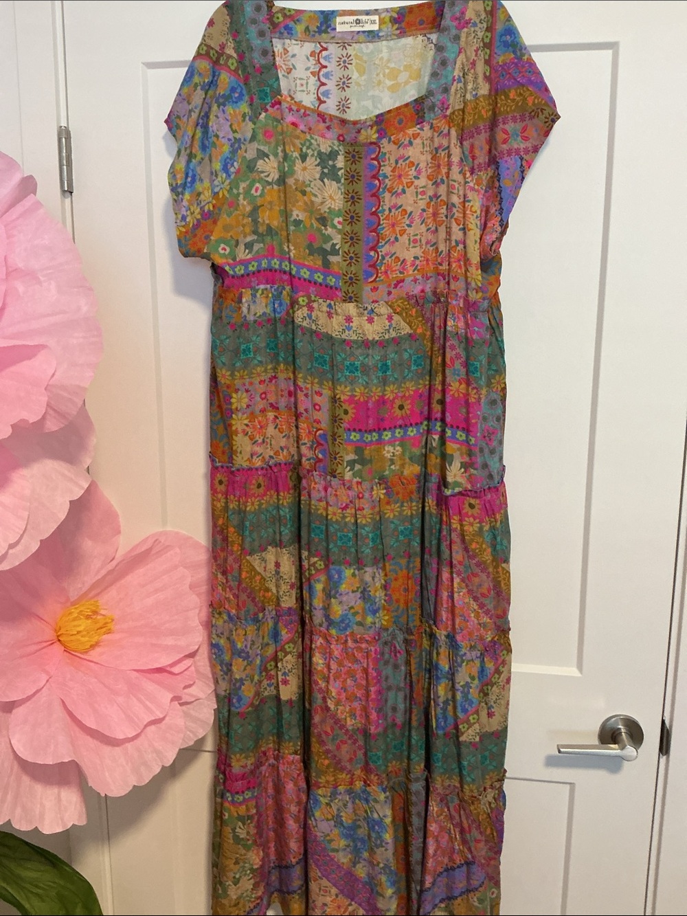 Natural Life Maxi Tiered Boho Chic Dress Size 20 NEW